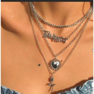 Temperament Ross Silver Letter Multilayer Necklace